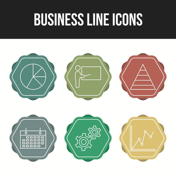6 Linia Unikalny zestaw ikon wektora biznesu - Wektor, obraz