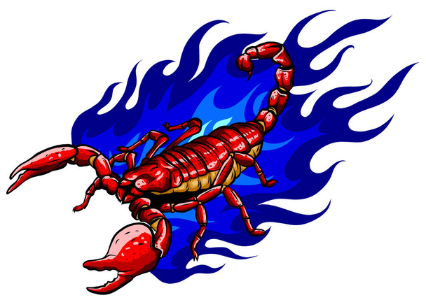 Este escorpión con diseño de ilustración de vectores de fuego - Vector, imagen