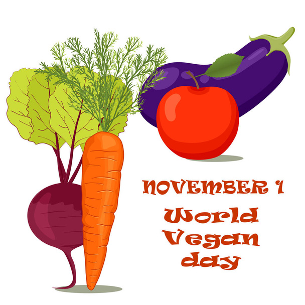 Wereld Vegetarische Dag cartoon stijl - Vector, afbeelding