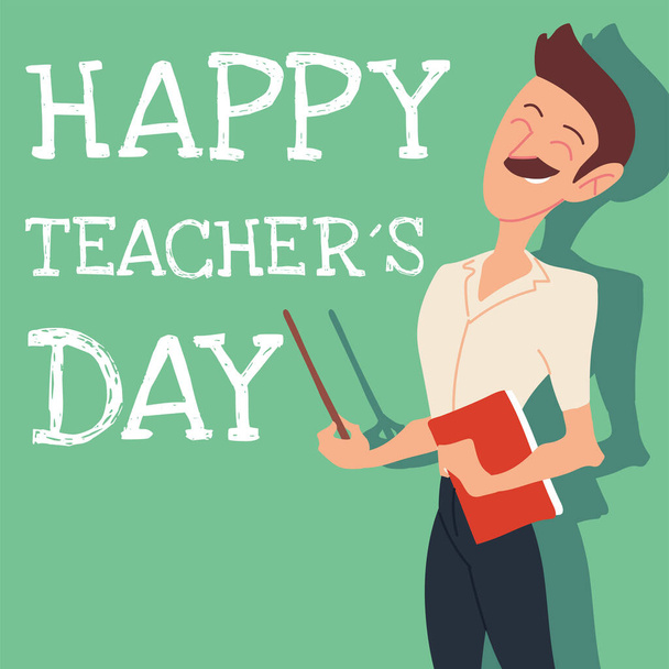 happy teachers day card with man - Vector, Image