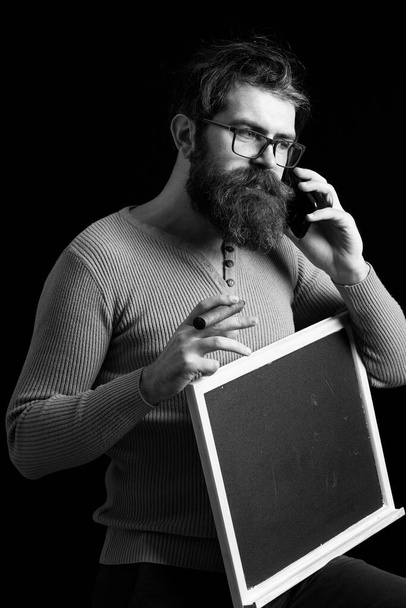 serious hipster in glasses - Фото, изображение