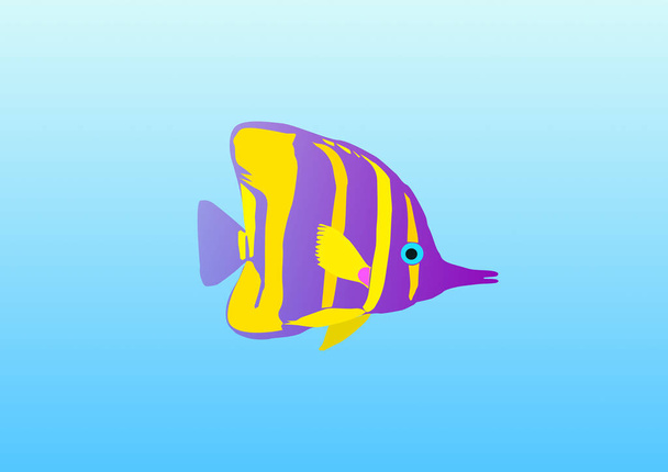 Ilustrações de peixes ornamentais são roxo e amarelo. bela pintura ilustração de peixes ornamentais. ilustração vetorial - Vetor, Imagem