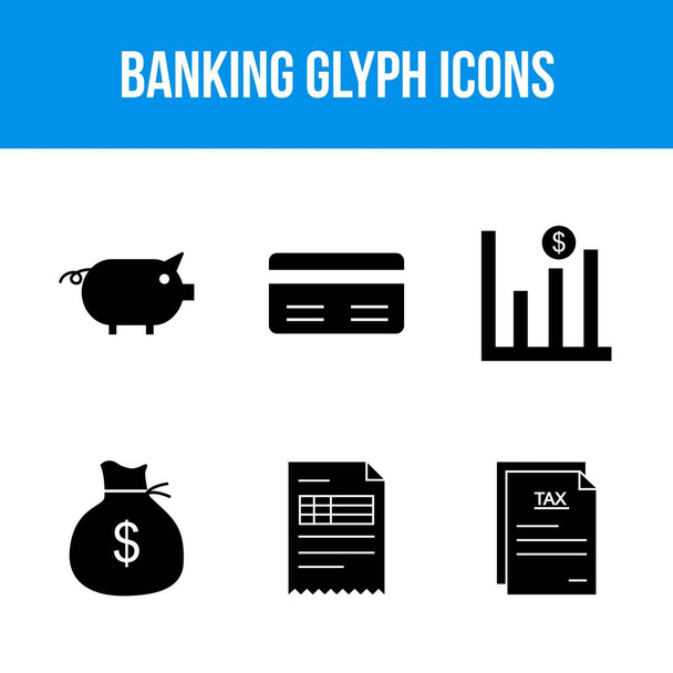 Ensemble unique d'icônes vectorielles Glyph d'icônes bancaires - Vecteur, image