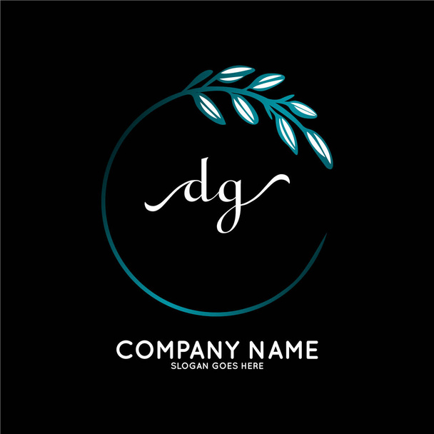 Başlangıç logosu, ilk imzadan oluşan el yazısı logosu, düğün, moda, butik, çiçek ve botanik, herhangi bir şirket veya işletme için yaratıcı şablona sahip.. - Vektör, Görsel
