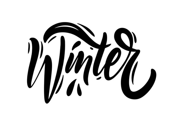 Winter black text. Modern calligraphy. Hand lettering inscription. Vector illustration. - Vector, Image