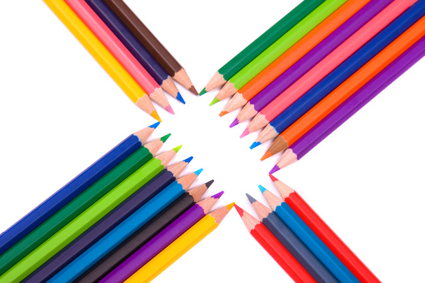 Colored pencils on a white background, studio shot - Φωτογραφία, εικόνα