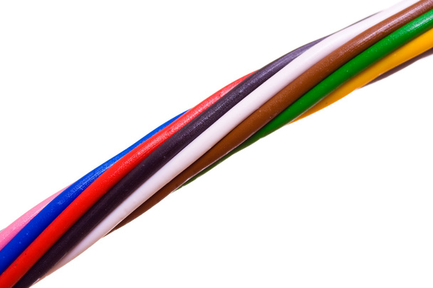 Multicolored computer cable isolated on white background - 写真・画像
