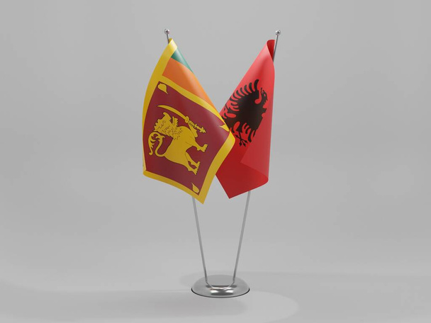 Albanien - Sri Lanka Kooperationsfahnen, weißer Hintergrund - 3D Render - Foto, Bild