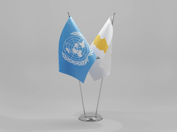 Cyprus - United Nations Cooperation Flags, White Background - 3D Render - Photo, Image