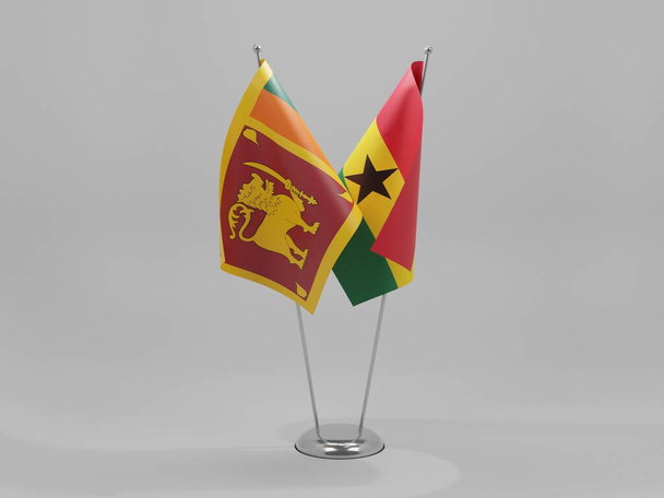 Ghana - Srí Lanka Vlajky spolupráce, bílé pozadí - 3D vykreslování - Fotografie, Obrázek