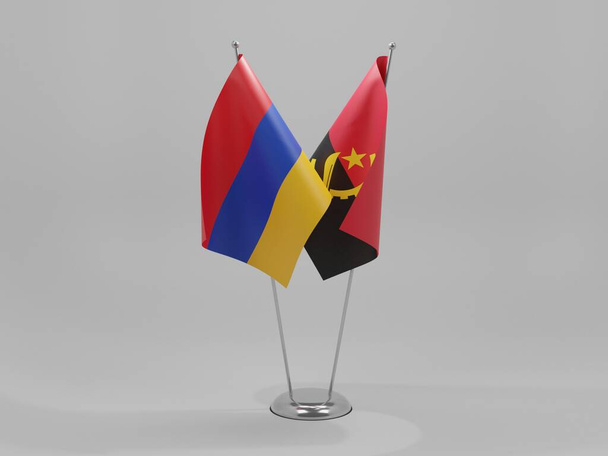 Angola - Armenia Cooperation Flags, White Background - 3D Render - Photo, Image