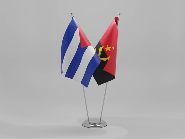 Angola - Flagi współpracy na Kubie, białe tło - Render 3D - Zdjęcie, obraz
