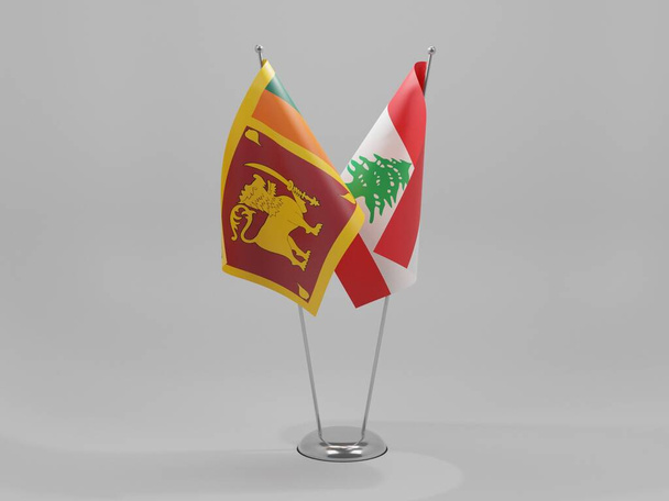 Líbano - Bandeiras de cooperação do Sri Lanka, fundo branco - 3D Render - Foto, Imagem