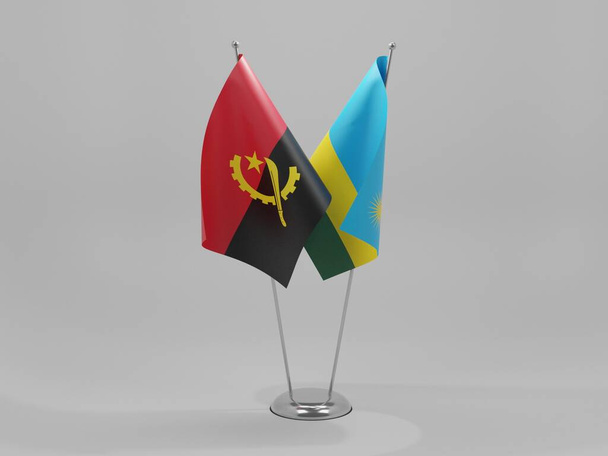 Руанда - Ангола Флаги сотрудничества, белый фон - 3D рендер - Фото, изображение