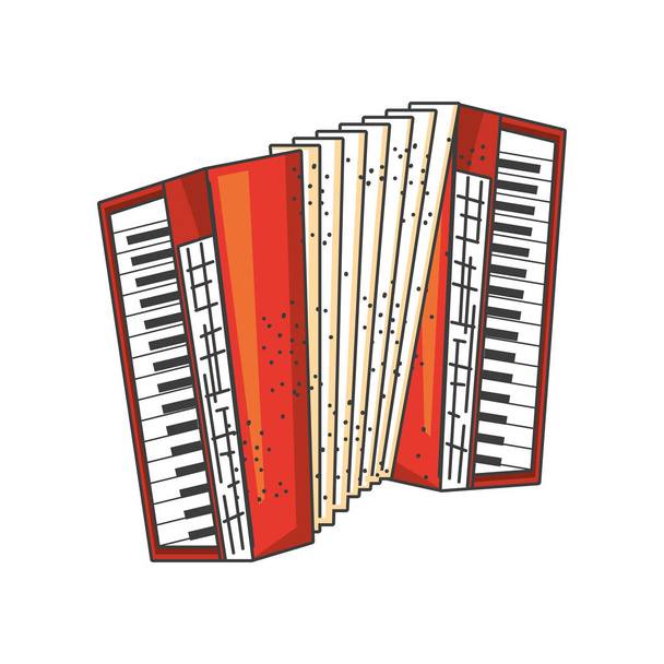 instrumento musical de acordeón sobre fondo blanco - Vector, imagen
