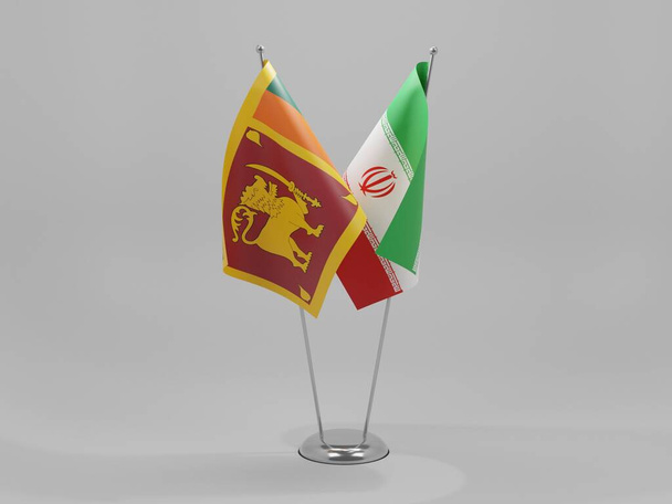 Iran - Sri Lanka Cooperation Flags, White Background - 3D Render - Photo, Image