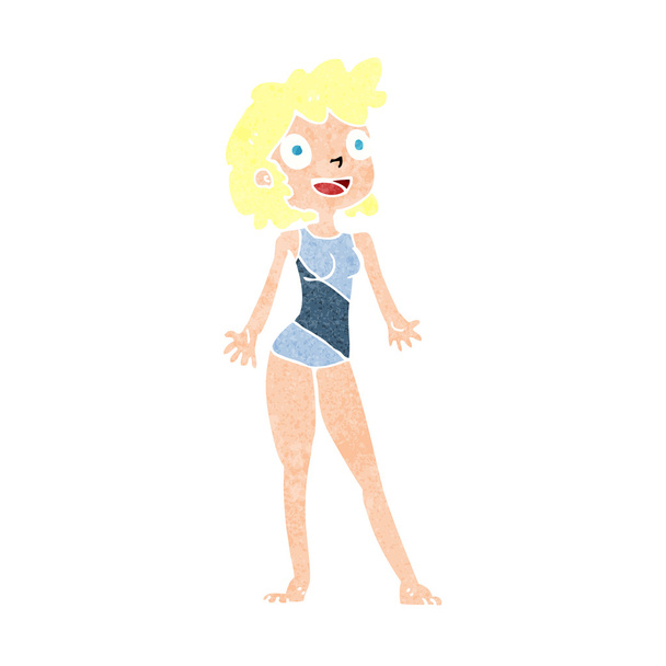 cartoon woman in swimming costume - Vector, Image