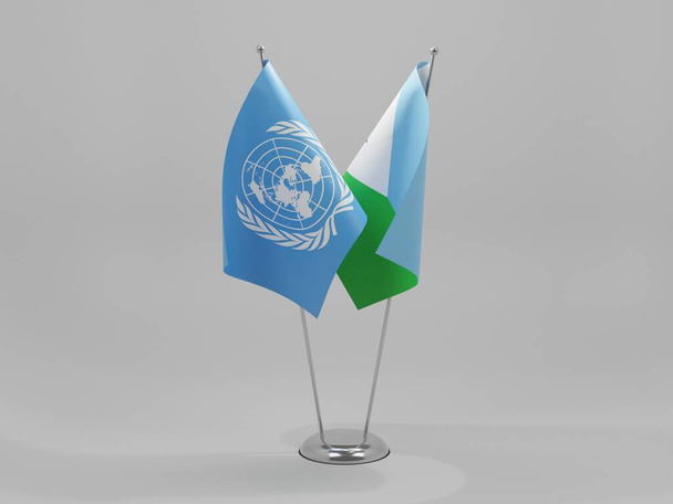 Djibouti - United Nations Cooperation Flags, White Background - 3D Render - Photo, Image