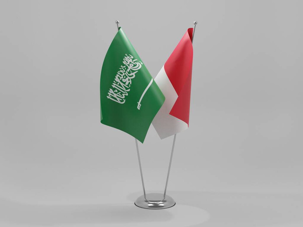 Mónaco - Banderas de cooperación de Arabia Saudita, fondo blanco - 3D Render - Foto, Imagen
