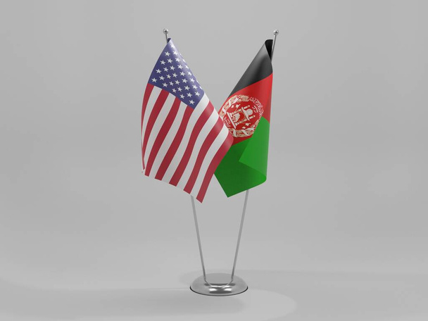 Afganistan - Yhdysvallat Yhteistyöliput, valkoinen tausta - 3D Render - Valokuva, kuva