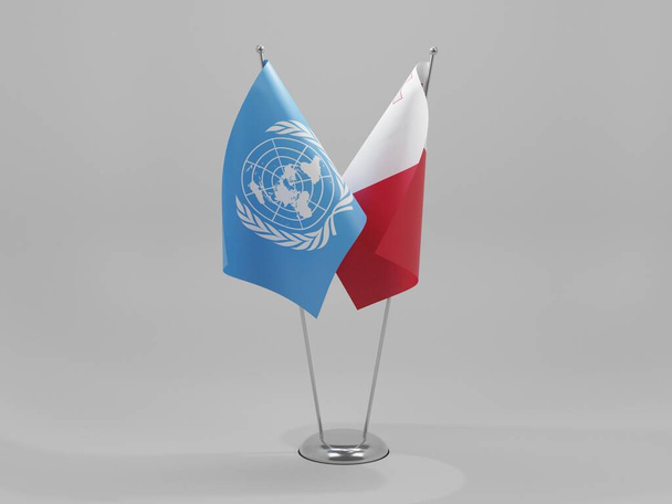 Malta - United Nations Cooperation Flags, White Background - 3D Render - Photo, Image