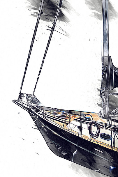 Vitorlás hajók tárolt marina art illusztráció szüret retro - Fotó, kép