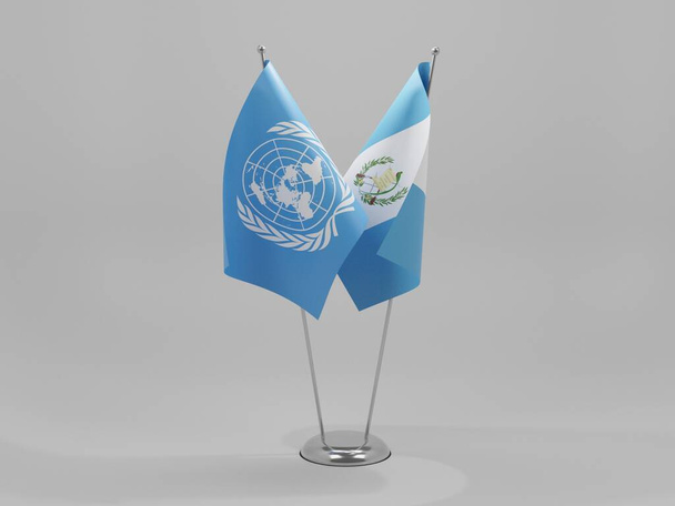 Guatemala - United Nations Cooperation Flags, White Background - 3D Render - Photo, Image