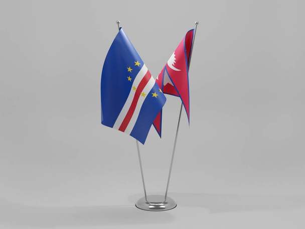 Nepal - Flagi współpracy Republiki Zielonego Przylądka, białe tło - Render 3D - Zdjęcie, obraz