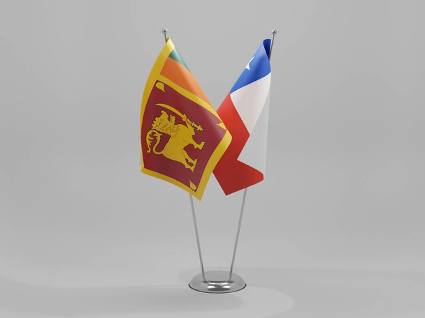 Chile - Srí Lanka Vlajky spolupráce, Bílé pozadí - 3D Render - Fotografie, Obrázek