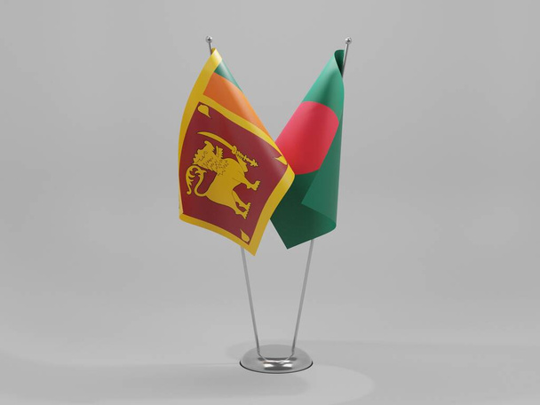 Bangladesh - Sri Lanka Samenwerkingsvlaggen, witte achtergrond - 3D Render - Foto, afbeelding