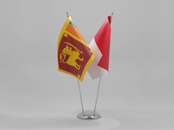 Indonésie - Srí Lanka Vlajky spolupráce, bílé pozadí - 3D Render - Fotografie, Obrázek