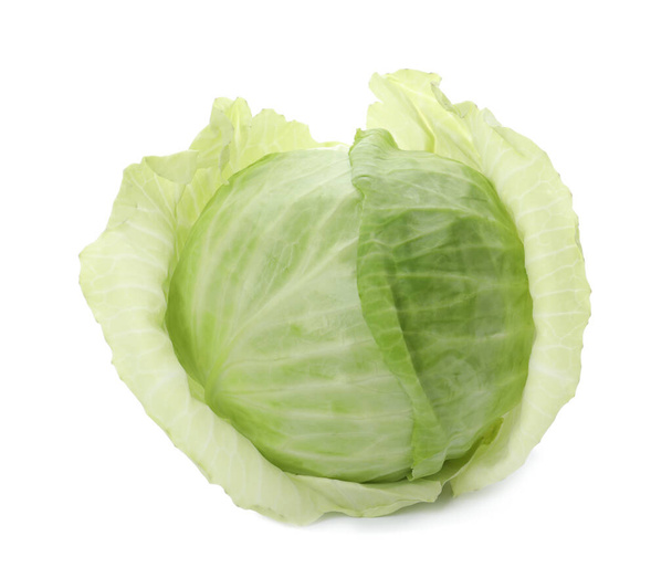 Whole fresh ripe cabbage isolated on white - 写真・画像