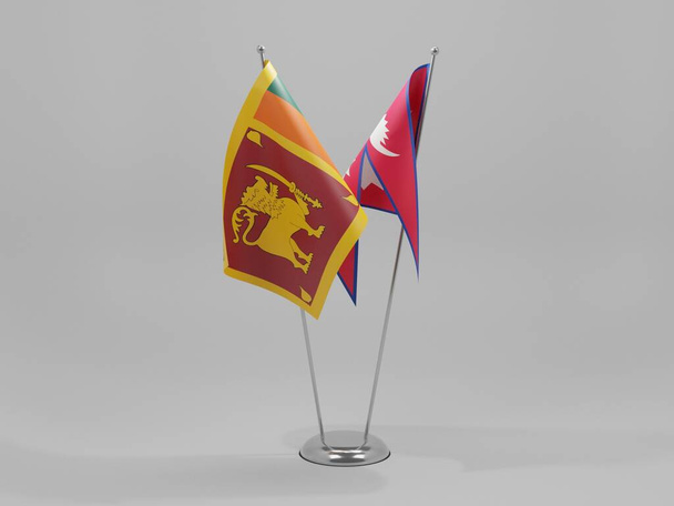 Nepál - Srí Lanka Vlajky spolupráce, Bílé pozadí - 3D Render - Fotografie, Obrázek