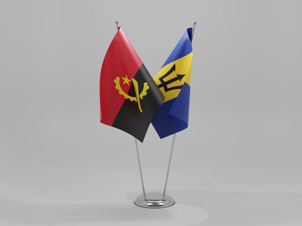 Барбадос - Ангола Флаги сотрудничества, белый фон - 3D рендер - Фото, изображение