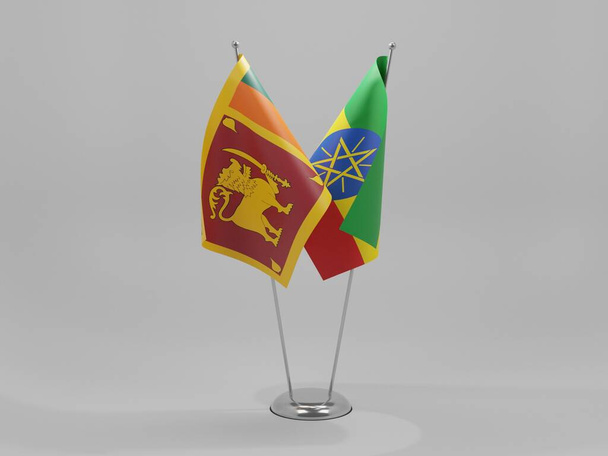Etiopie - Srí Lanka Vlajky spolupráce, Bílé Pozadí - 3D Render - Fotografie, Obrázek