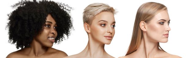 Multi-ethnic beauty. Different ethnicity and beautiful women isolated on white background - Φωτογραφία, εικόνα