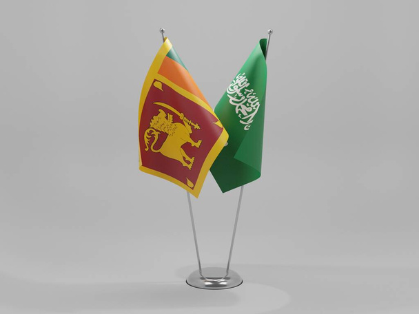 Саудовская Аравия - Флаги сотрудничества Шри-Ланки, белый фон - 3D рендер - Фото, изображение