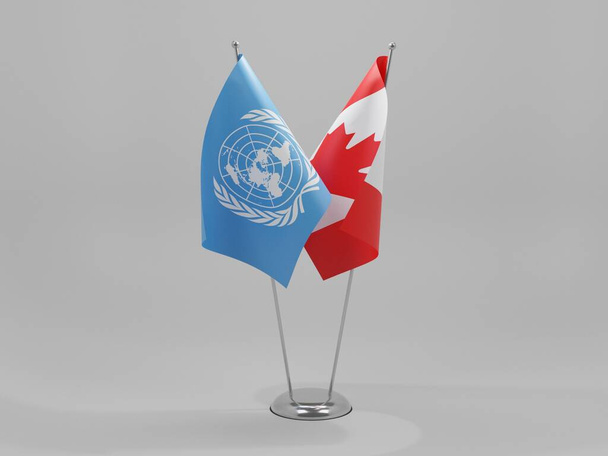Kanada - Birleşmiş Milletler İşbirliği Bayrakları, Beyaz Arkaplan - 3D Render - Fotoğraf, Görsel
