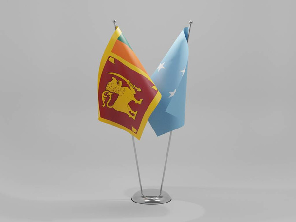Mikronésie - Srí Lanka Vlajky spolupráce, bílé pozadí - 3D vykreslování - Fotografie, Obrázek