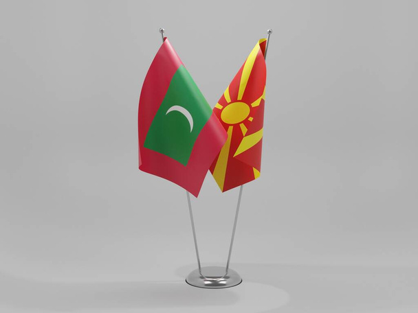 Makedonia - Malediivit - Yhteistyöliput, valkoinen tausta - 3D-renderointi - Valokuva, kuva