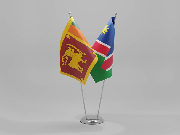 Namibie - Srí Lanka Vlajky spolupráce, bílé pozadí - 3D vykreslování - Fotografie, Obrázek