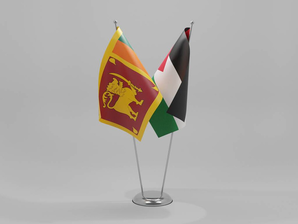 Palestina - Srí Lanka Vlajky spolupráce, Bílé pozadí - 3D Render - Fotografie, Obrázek