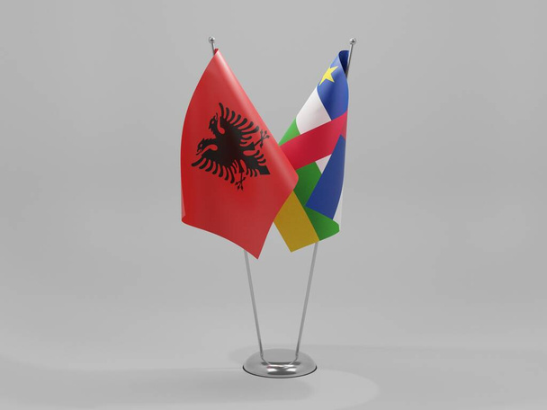 中央アフリカ共和国-アルバニア協力旗、白背景- 3Dレンダリング - 写真・画像