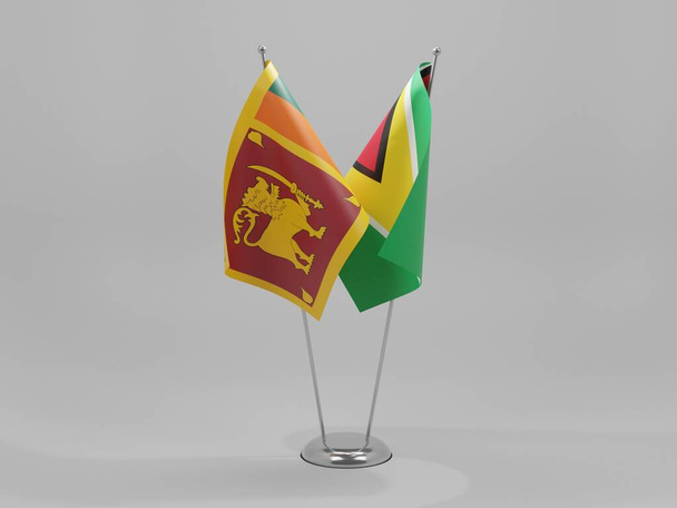 Guyana - Srí Lanka Vlajky spolupráce, bílé pozadí - 3D vykreslování - Fotografie, Obrázek