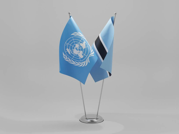 Botswana - Birleşmiş Milletler İşbirliği Bayrakları, Beyaz Arkaplan - 3D Render - Fotoğraf, Görsel