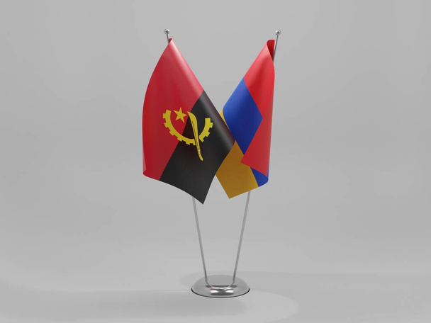 Armenia - Angola Flagi współpracy, Białe tło - Render 3D - Zdjęcie, obraz
