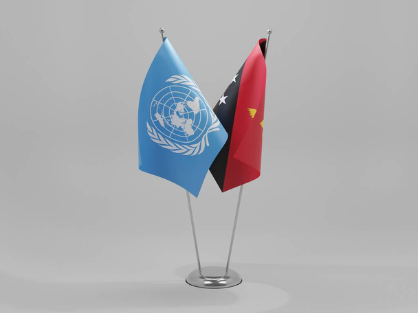 Papua New Guinea - United Nations Cooperation Flags, White Background - 3D Render - Photo, Image