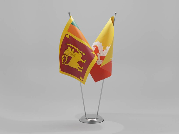 Bhutan - Sri Lanka Cooperation Flags, White Background - 3D Render - Photo, Image