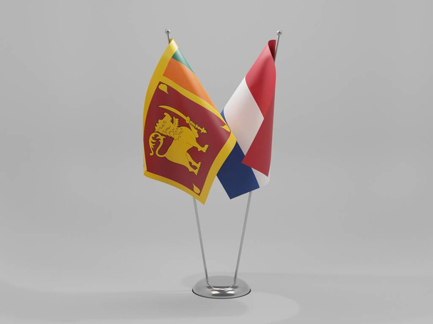 Países Baixos - Bandeiras de cooperação do Sri Lanka, fundo branco - 3D Render - Foto, Imagem