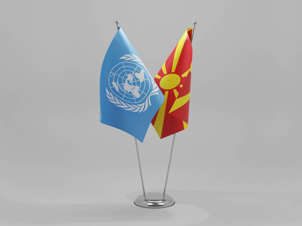 Macedonia - United Nations Cooperation Flags, White Background - 3D Render - Photo, Image